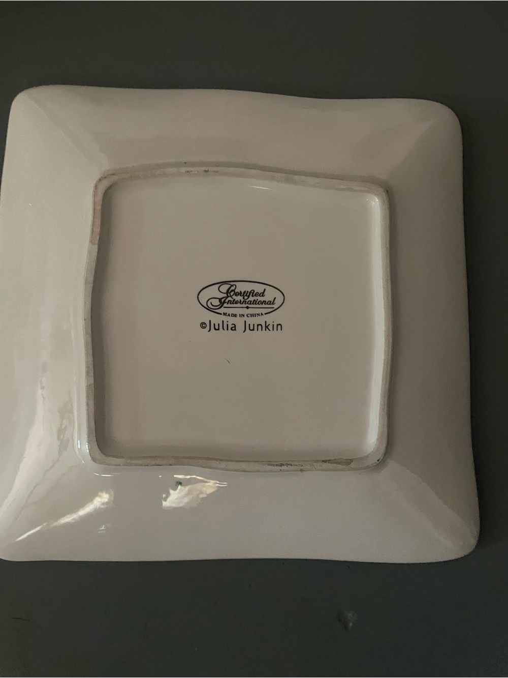Courted International Julia Junkin White Ceramic Square Plate